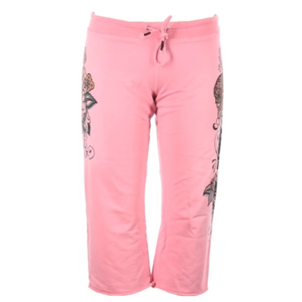 HTF: Lucky Brand ☘︎︎ Tattoo Skull Los Angeles Cropped Sweatpants ☘︎︎ Pink Ombre - Picture 14 of 17